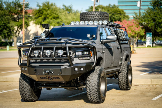 Road Armor 4192F6B-NW | STEALTH FRONT NON-WINCH BUMPER TITAN GUARD WITH INTIMIDATOR GUARD - TEXTURE BLACK 2019-2023 RAM 2500 3500 4500 5500