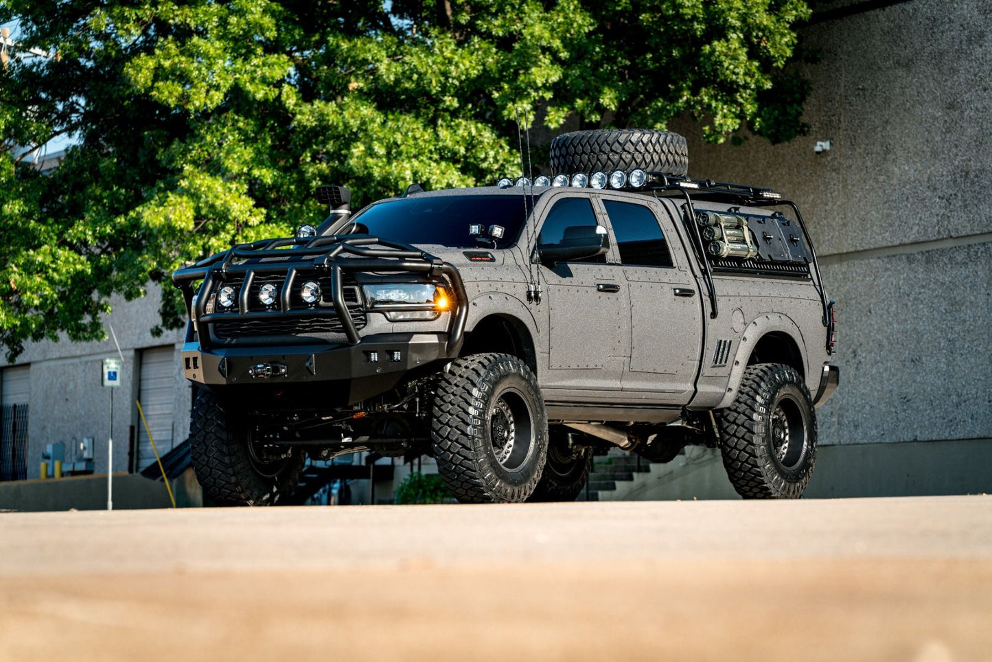 Road Armor 4192F6B-NW | STEALTH FRONT NON-WINCH BUMPER TITAN GUARD WITH INTIMIDATOR GUARD - TEXTURE BLACK 2019-2023 RAM 2500 3500 4500 5500